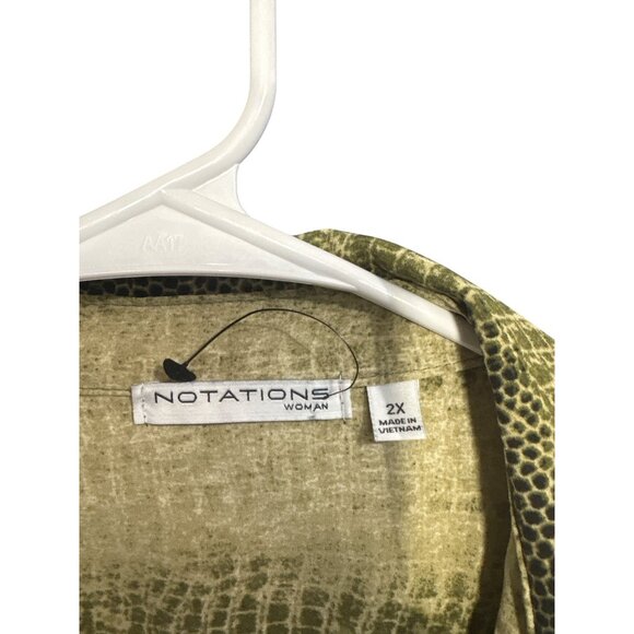 Notations Womens 2X Button-Up Shirt With Snake Print Pattern Long Sleeves Made I - Picture 3 of 4